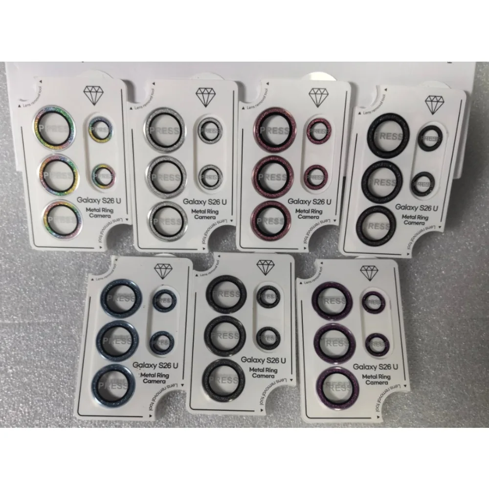 Glitter Bling Rear Camera Protection with HD Lens Metal Ring and Tempered Glass Film Cap