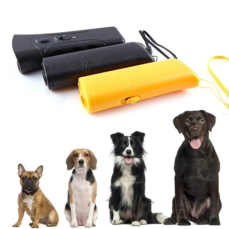Portable Dog Repeller Anti Barking Stop Bark Training Device Trainer LED Ultrasonic Multifunction Dogs Trainer Without Battery pet dog repeller