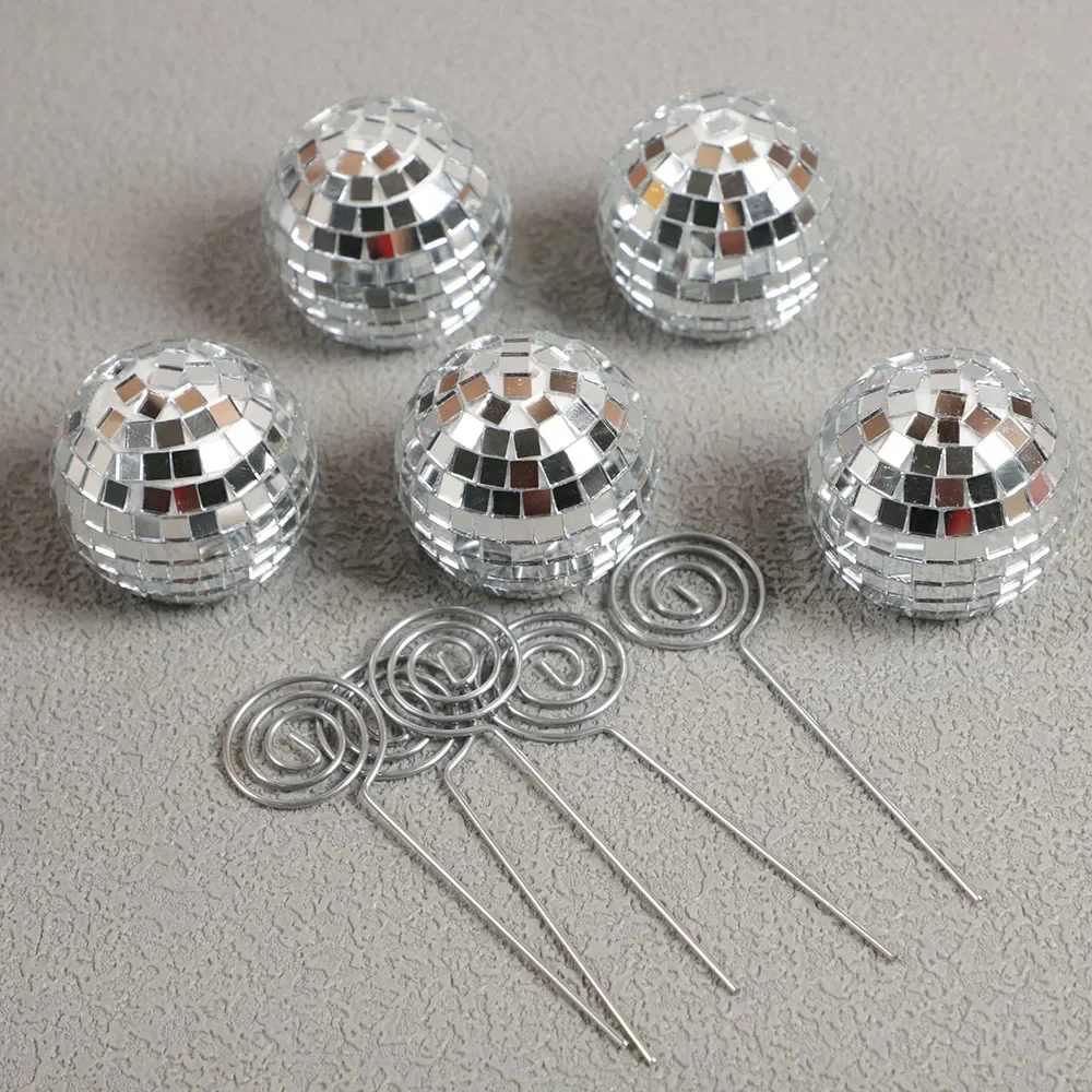 Creative Mirror Ball Card Holder Message Table Name Number Card Clips for 70s Disco Theme Wedding Birthday Party Decoration