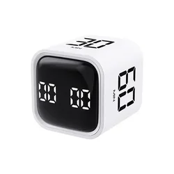 Efficient Digital Countdown Timer with Memory and Gravity Sensing for Silent 60 - Minute Precision (B - White)