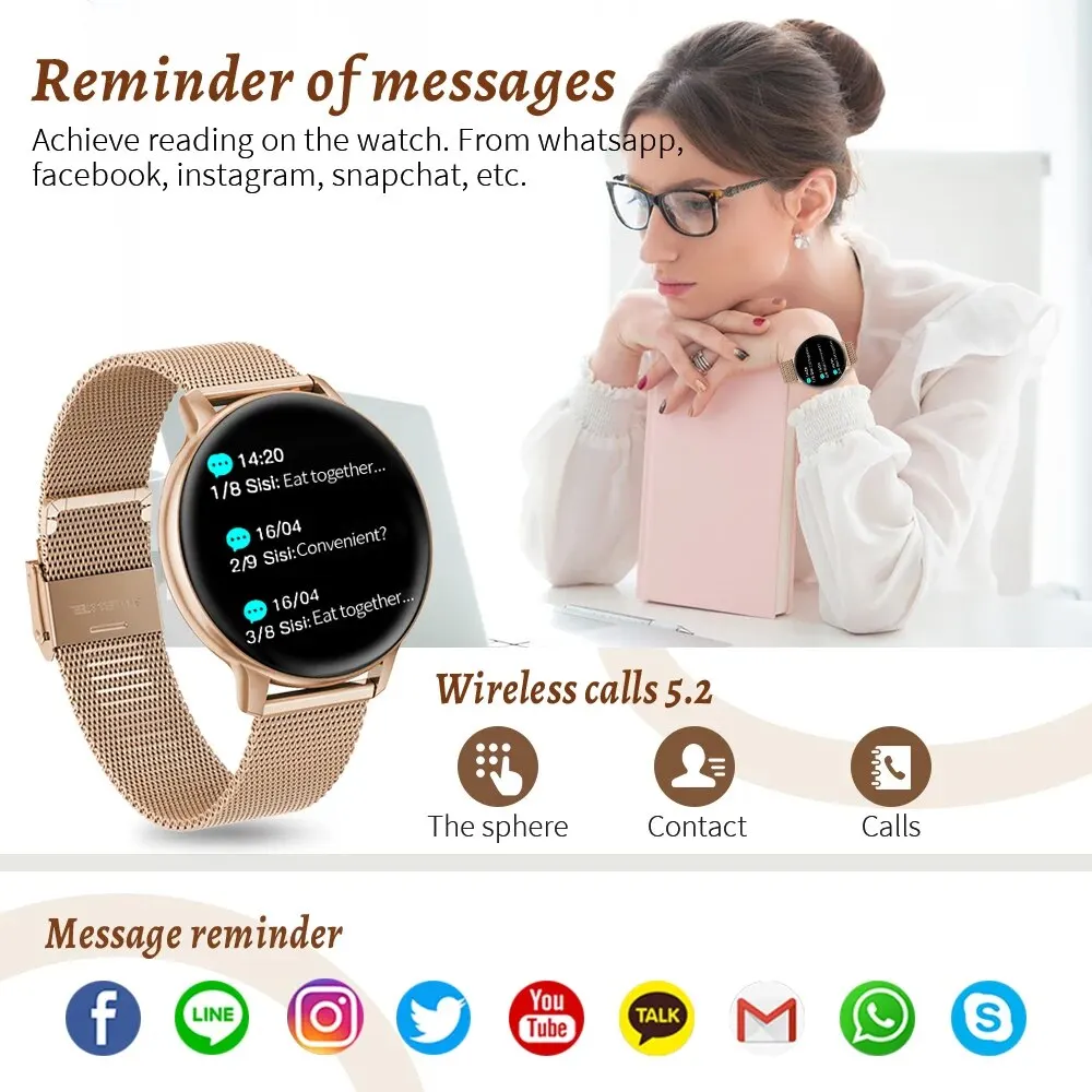 LIGE Smartwatch For Women Bluetooth Call Waterproof Sports Fitness Watches Blood Oxygen Healthy Women Smartwatch Man Reloj Mujer