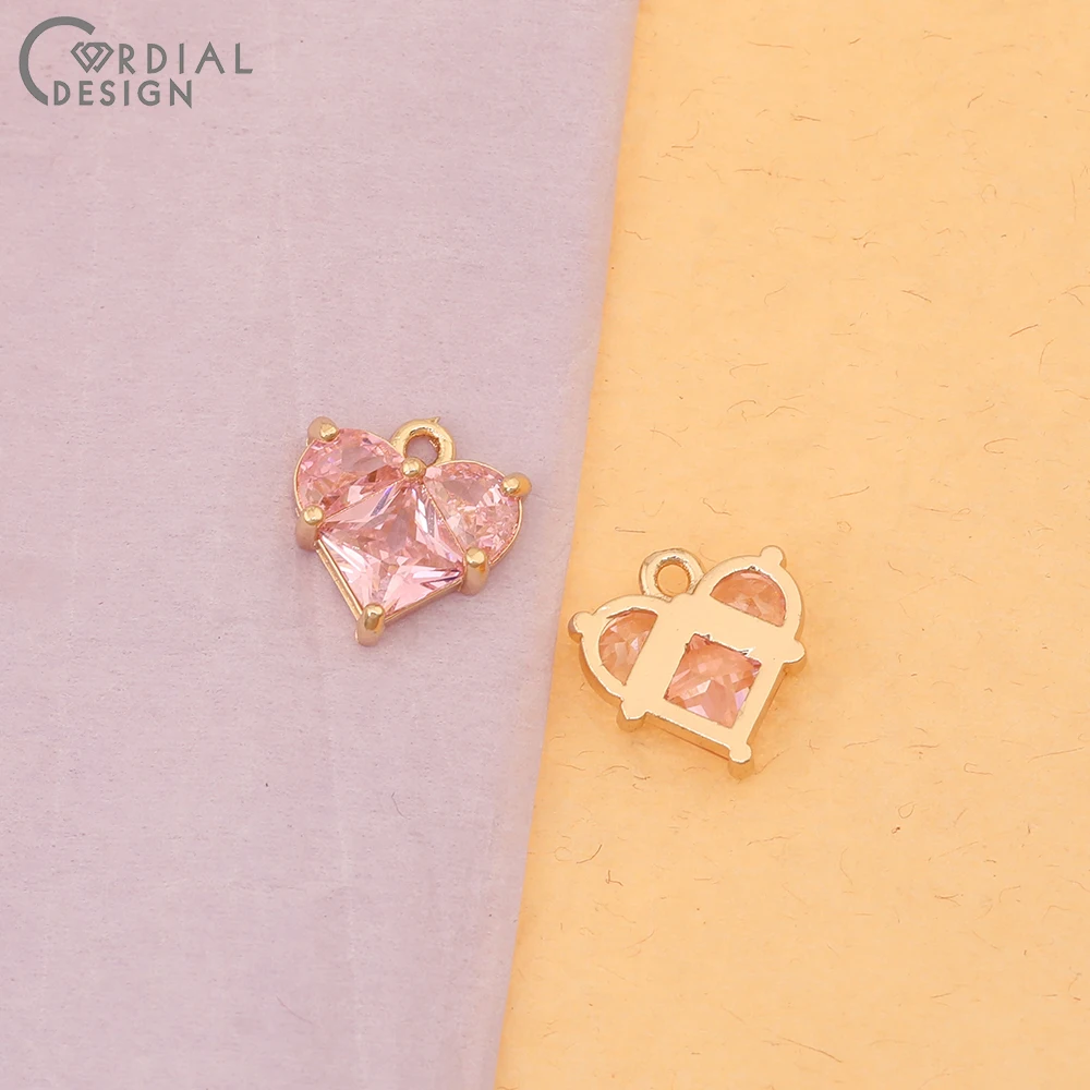 Cordial Design 40Pcs Jewelry Accessories/CZ Charms/DIY Making/Heart Shape/Earring Findings/Hand Made/Pendant For Necklace - cordial