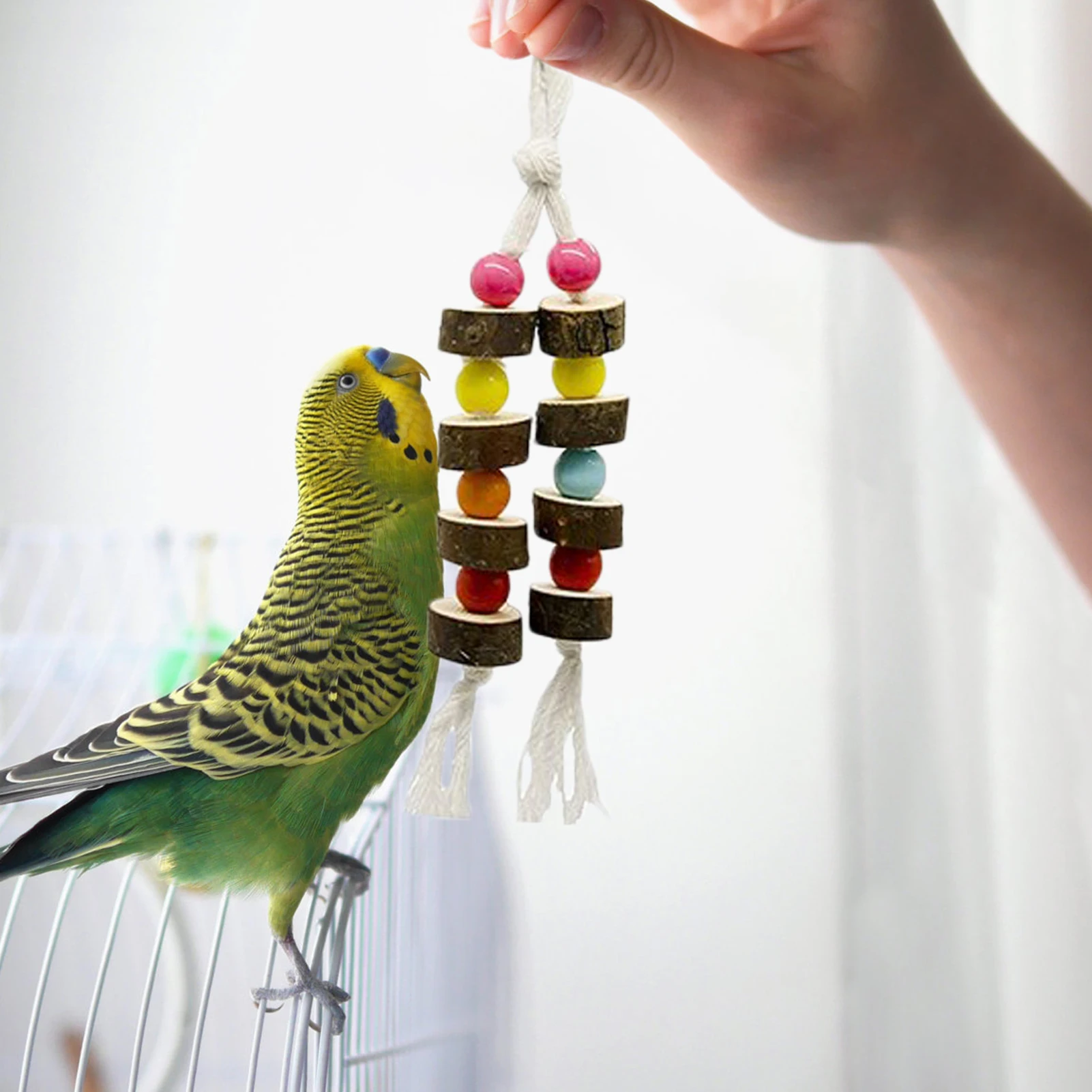 LiMio Bird Perch Parakeet Toys Conures Stand 5 PCS Natural Wood Perch Parrot Cage Accessories 