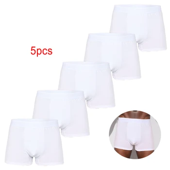 5 pz Confezione Bianco 2024 Uomini Mutandine di Poliestere Biancheria Intima Maschile di Marca Boxer E Mutande Per Homme Set di Lusso Pantaloncini Box Slip Kit 1
