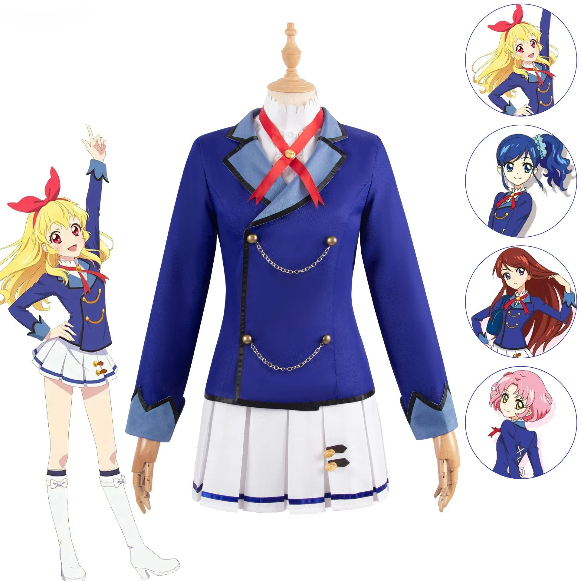 

Anime Aikatsu！Hoshimiya Ichigo Shibuki Ran Kiriya Aoi Cosplay Costume Starlight School JK Campus Uniform Wig Woman Kawaii Suit