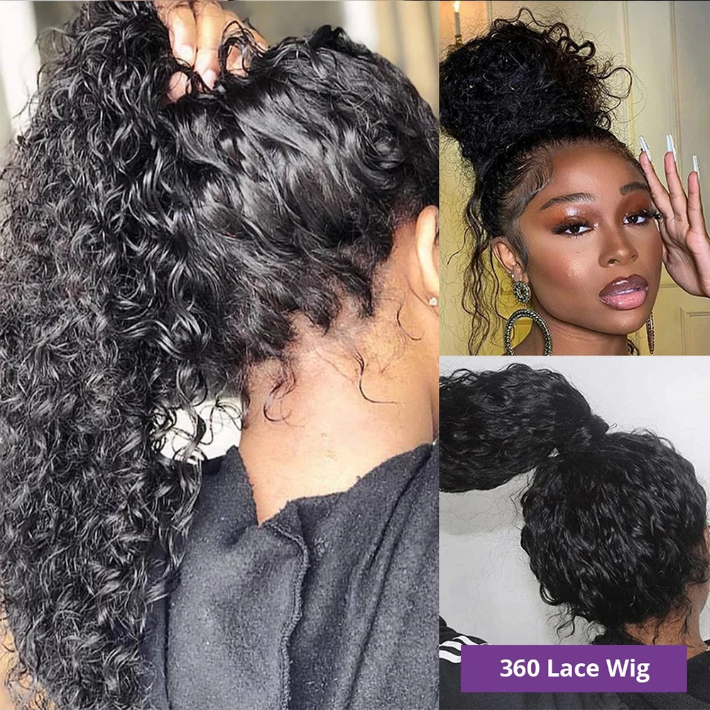 250 Density 360 Full Lace Wig Human Hair Pre Plucked Deep Curly Lace Front Human Hair Wig Curly HD Transparent Lace frontal Wig