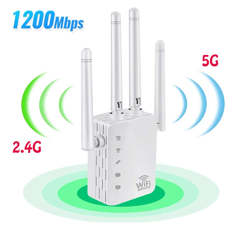 

5G WIFI Extender Wireless Wi-Fi Booster Repeater Dual Band 1200Mbps Network Amplifier 802.11ac Long Range Signal Wi/Fi Repetidor