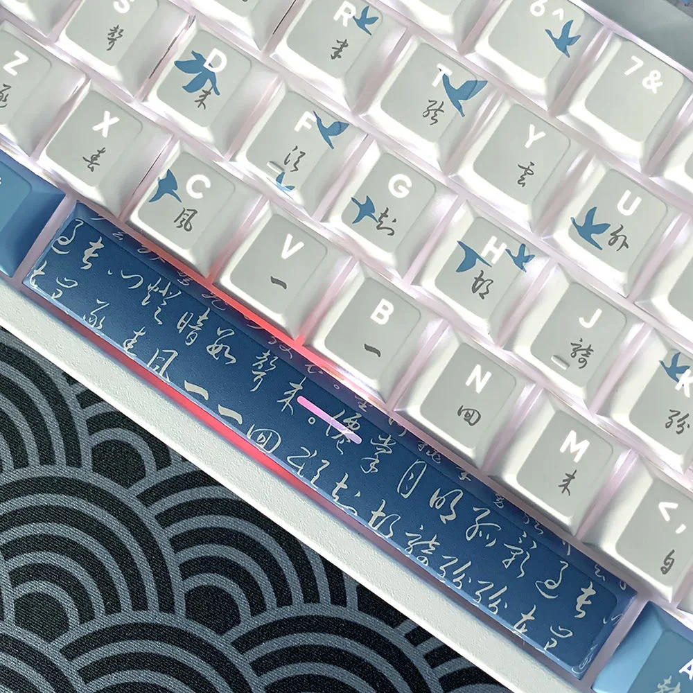 Flying Bird Tema Keycaps Set, Chreey translúcido,