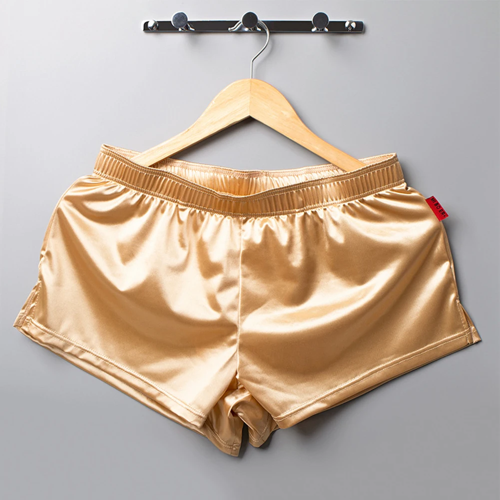 

Sexy Mens Satin Boxers Shorts Nightwear Pyjamas Lounge Pants Sleepwear Homewear Underwear U Convex Ultra-thin Bikini