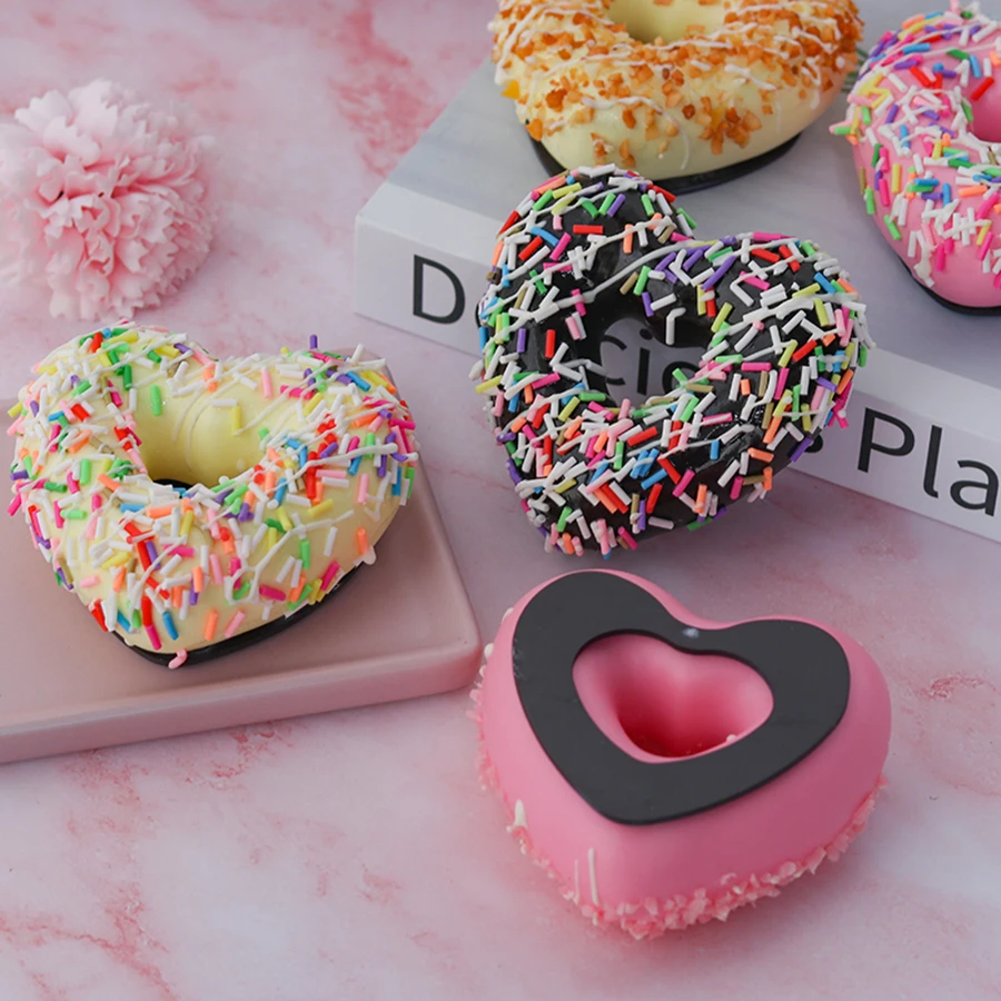 6PCS/Set Heart Shaped Doughnuts Dessert Wedding Party Decoration - Main Image