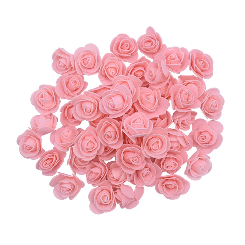 50/100/200Pcs 3.5cm Mini Foam Rose Artificial Flower Heads DIY Craft Decorative Wreath Birthday Wedding Gift Box Decorations