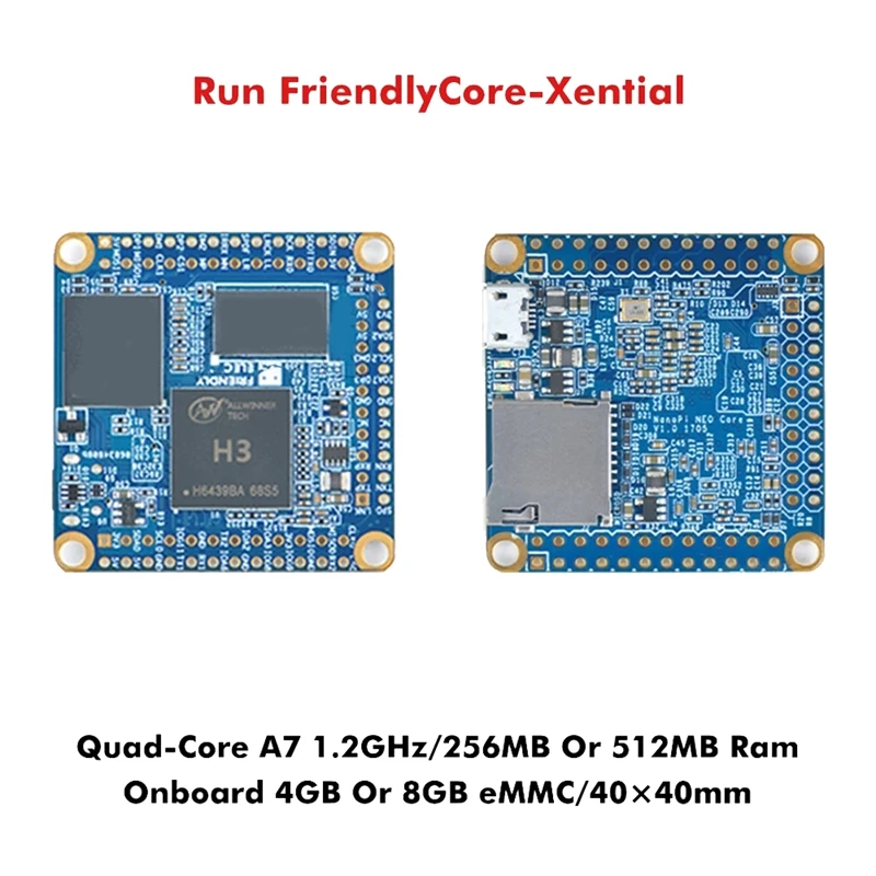 Nanopi NEO 코어 Allwinger H3 쿼드 코어 보드, 마이크로 USB 라인 용접 핀 헤더 포함, 256MB + 4G