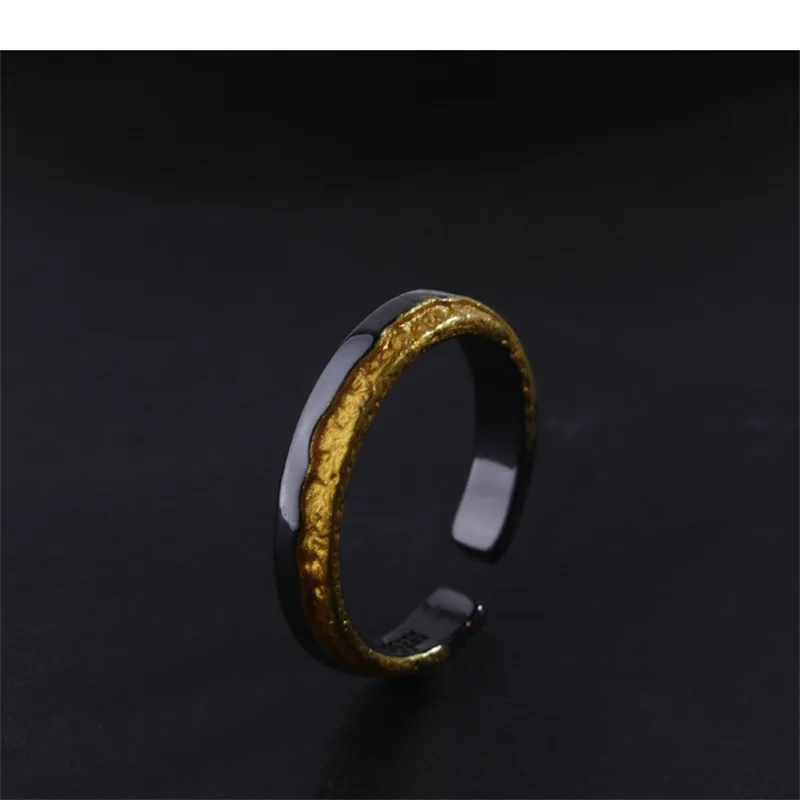 Retro Personality Rising Sun Gold Silver Color Collision Ring For Men Jewelry Trendy Couple Ring 925 Silver Male Jewelry Open
