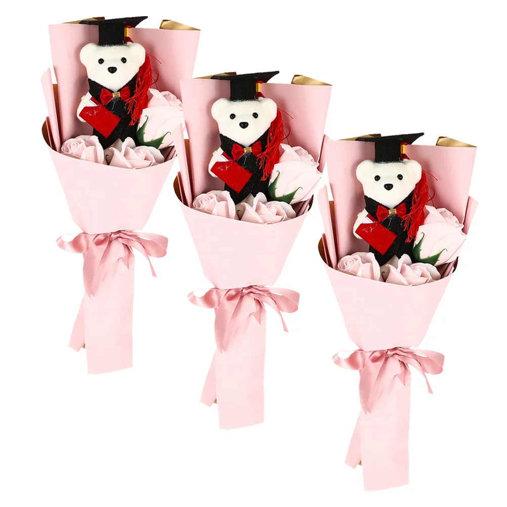 

Bear Blue Suits Thank You Gifts Flower Bouquet Graduation Bouquet Gifts Her Bear Mini Stuffed Bears Soap Flower Knows