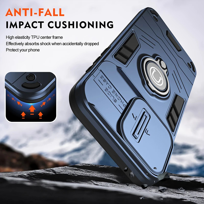 Shockproof Rugged Phone Case with Ring Holder and Camera Protection