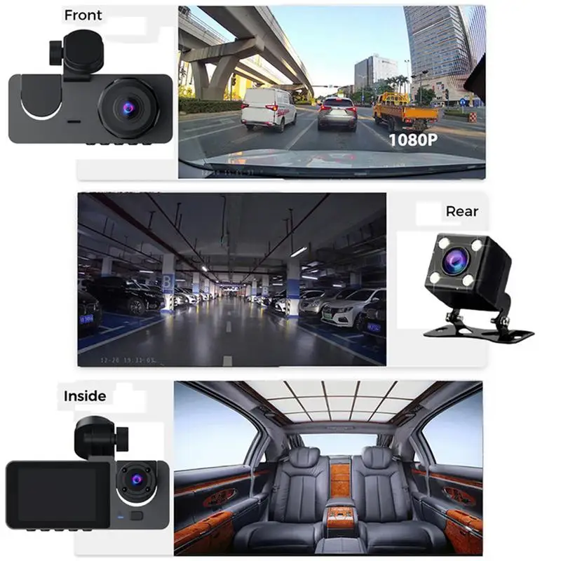 Car Driving Recorder Night Vision 1080P Driving Recorder Blac Auto Accessories Loop Recording Car Cam Front And Rear dash cam