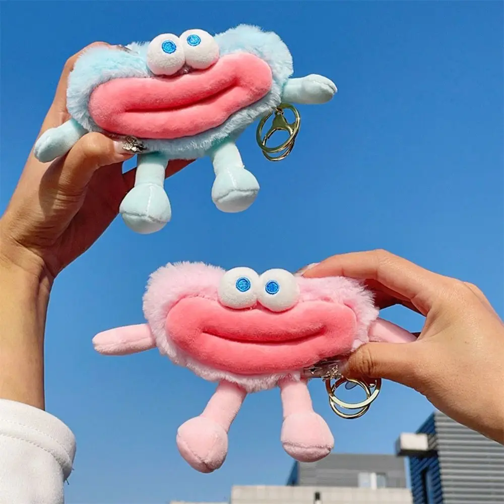 

Plushies Funny Big Mouth Keychain Fashion Mini Cartoon Sausage Mouth Keyring Plush Stuffed Y2K Big Eyes Plush Pendant Car