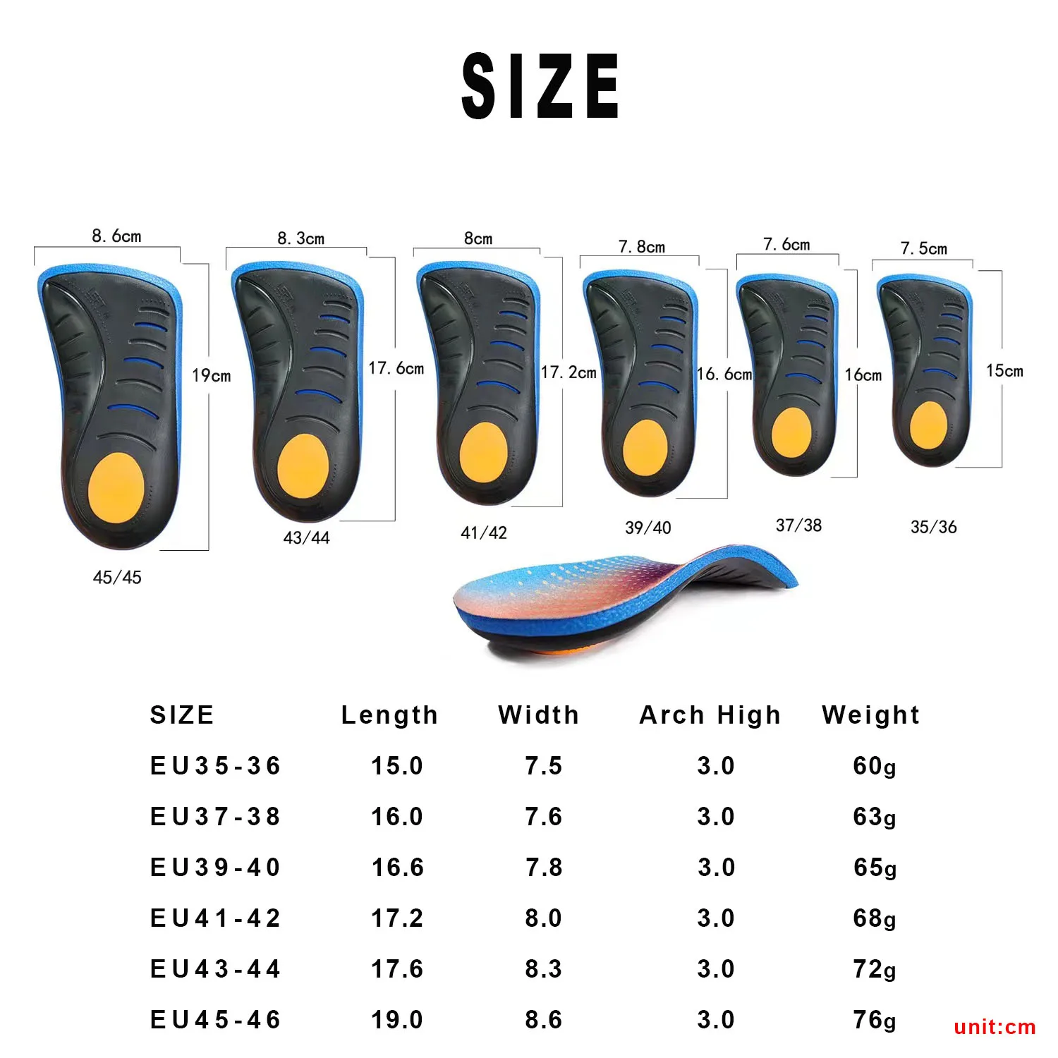 Flatfoot insoles arch correction foot exostosis inversion flat bottom XO leg orthopedic collapse arch support heel half pad