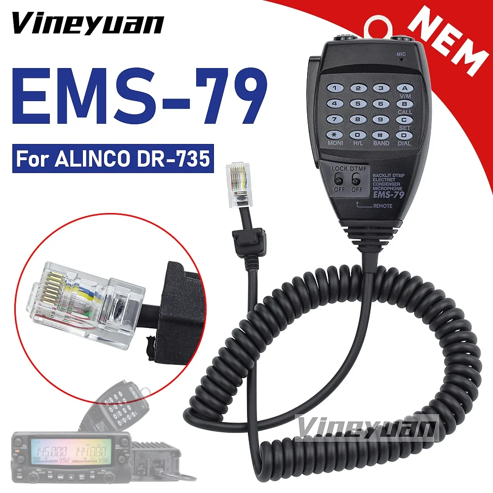 

High Quality EMS-79 8Pin Backlit Speaker Microphone for ALINCO DR-735 DR-735R Twin Band FM Mobile Transceiver Amateur HAM Radio