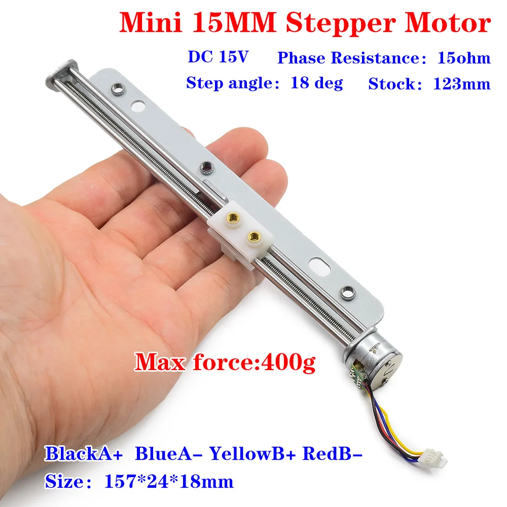 Motor de Passo Micro Linear com Porca Atuador Linear Bifásico Motor de Passo de Quatro Fios Impressora 3d Faça Você Mesmo Curso 15 mm 122 mm