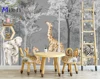 Milofi professional 3D large wallpaper mural hand-painted Nordic forest small animal illustration children background wall 4