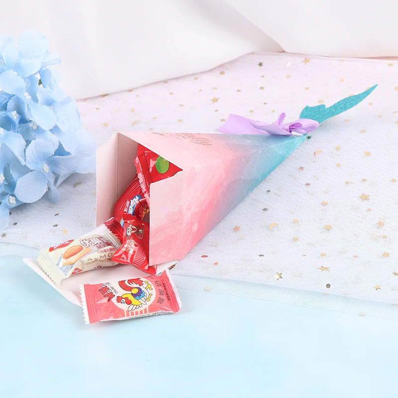 10pcs Mermaid Gift Bags Party Supplies Kids Birthday Gifts Mermaid Favor Bag Candy Boxes Baby Shower Chocolate Gift Box