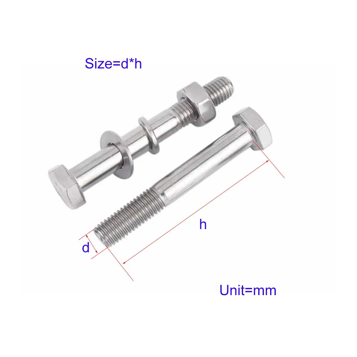

304 Stainless Steel Half Tooth External Hexagonal Bolt And Nut Set