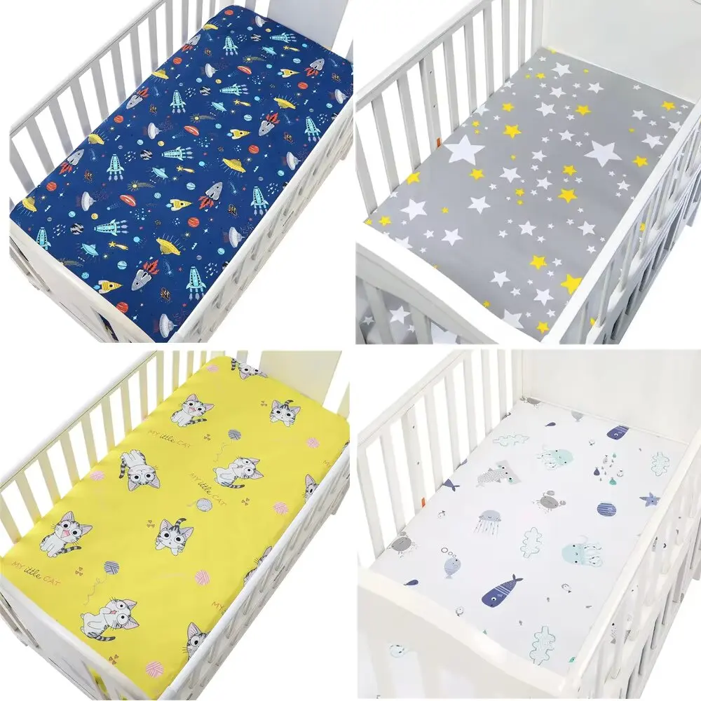 130*70 cm Lenzuola per culla Morbide coprimaterassi per lettino Stampa Set biancheria da letto per neonato Mini lenzuola per lettino per bambini in cotone