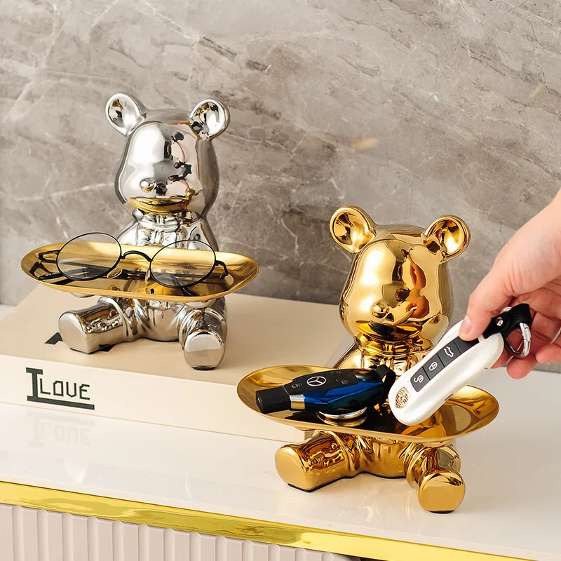 Key storage tray, entrance shoe cabinet, foyer decoration, piggy bank, ceramic living room, light luxury decoration，trinket dish 3