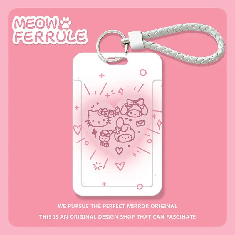 

Hello-kitty Student Slipcover Card Holder Lanyard for Keys Credit Card ID Badge Holder Key Hang Rope Keyring Accessories Girls