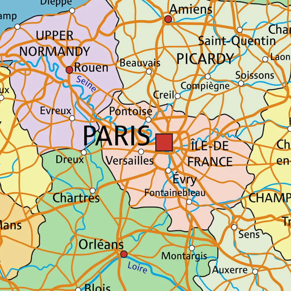 90*90 cm Political Map of France Non-woven Canvas Painting Wall Art Poster Living Room Home Decor School Supplies