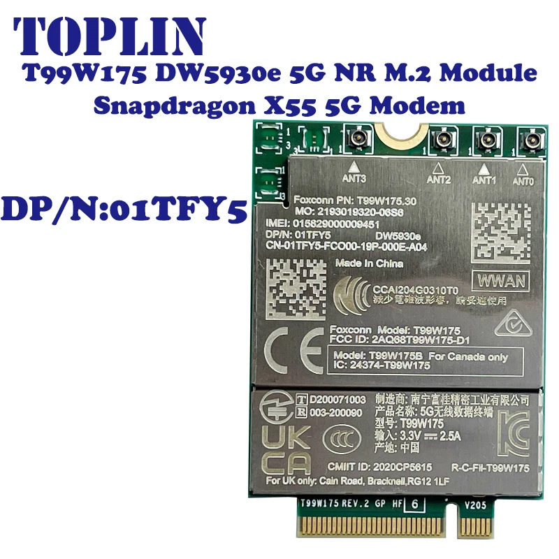 T99W175 Dw5930E X55 5G Modulo Dp/N 01 Tfy5 Per Dell Laptop Latitude 5430 7330 7430 7760 9420 9520