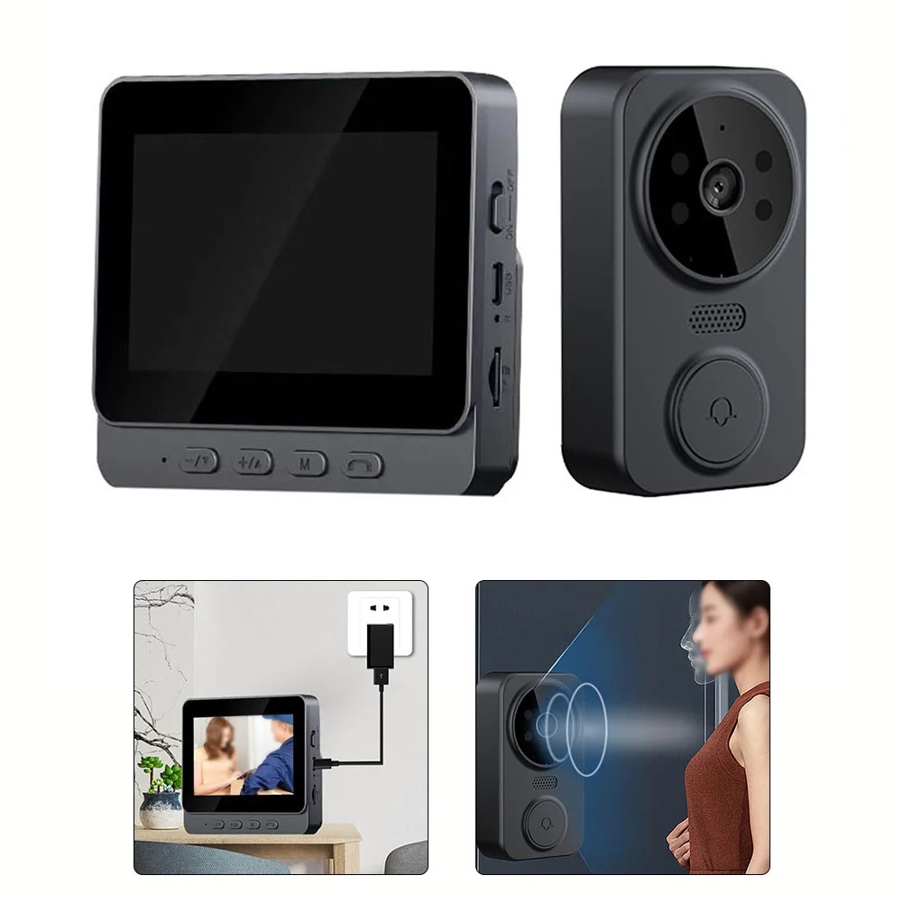 4.3inch IPS Screen Wireless Video Doorbell Phone Security Camera Door Bell Intercom Smart Home Door Bell DC Battery Powered