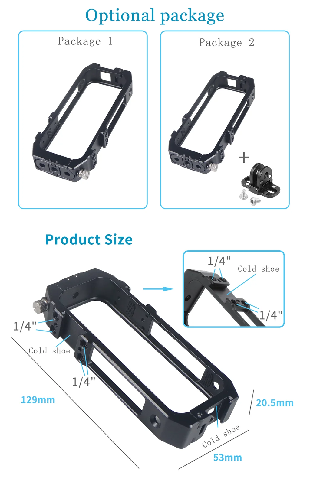 Aluminium-Panorama-Kamera käfig für insta360 one x2 Rig Schutz rahmen rand Magnet abdeckung Gehäuse halterung mit kalter Schuh halterung – Detail 2