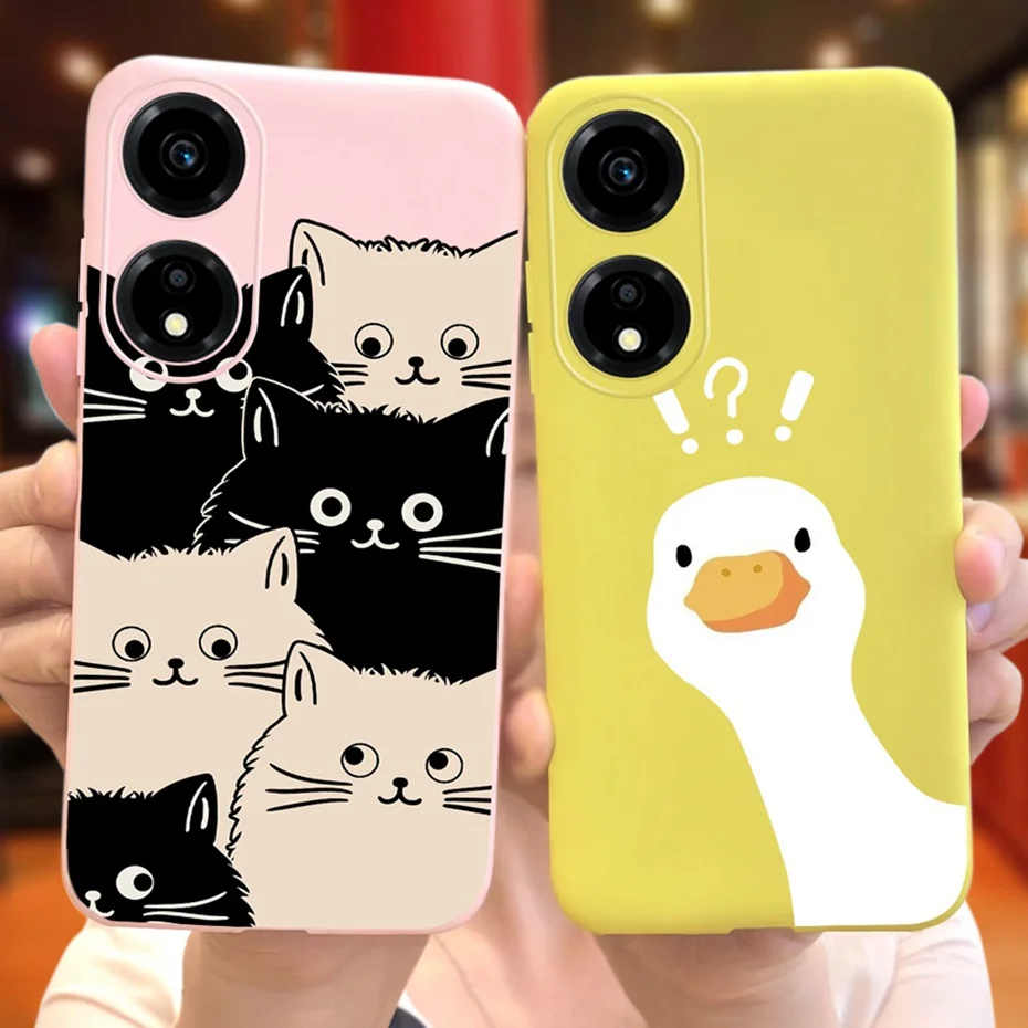 Custodia Per Honor X5 Plus 2023 Cute Cat Duck Dinosaur Cartoon Jelly Phone Bumper Per Honor X5Plus Wod-Lx1 Cover Posteriore In Silicone Morbido