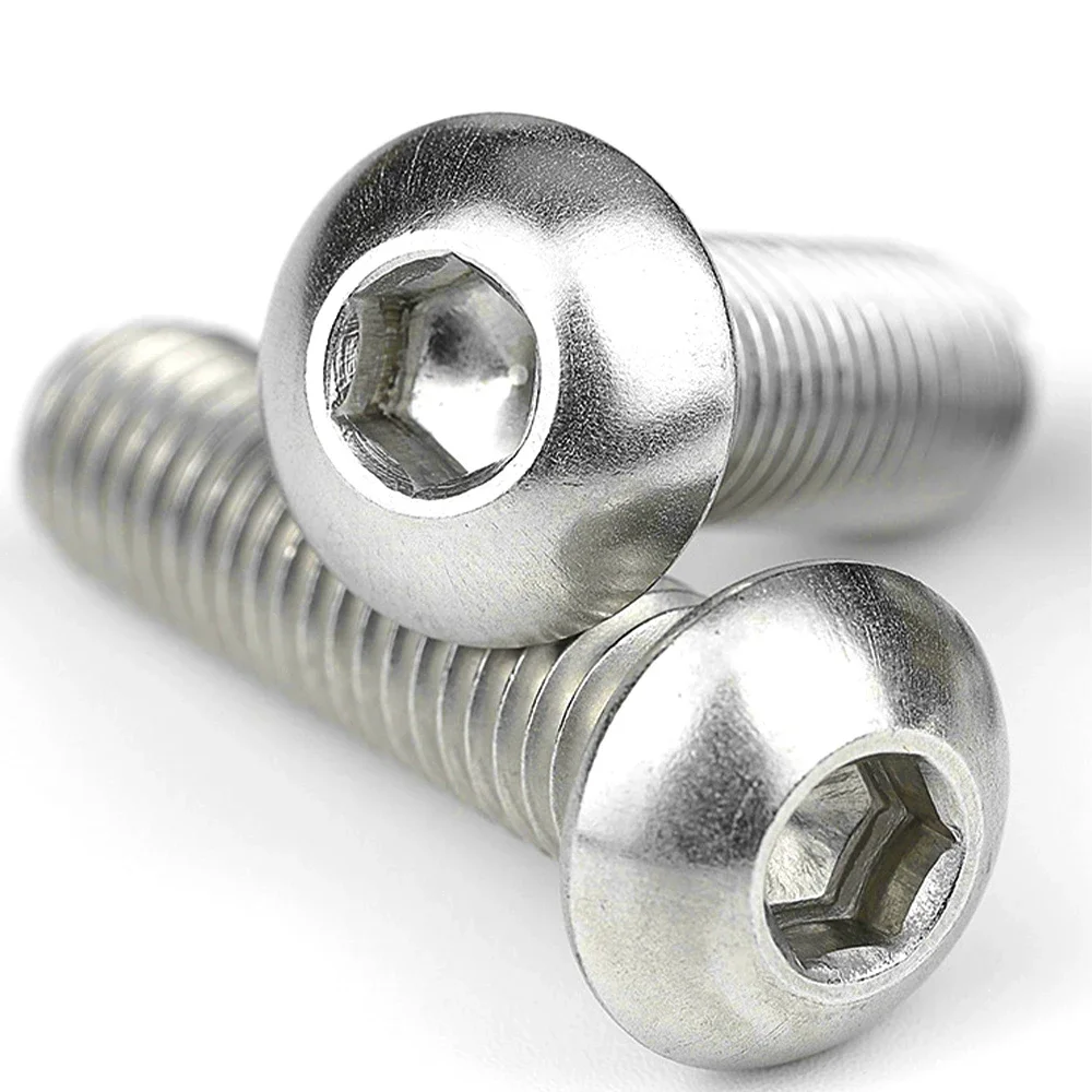 M2 M3 M4 M5 M6 M8 M10 M12 304 Stainless Steel Round Pan Head Hex Hexagon Socket Screw Mushroom Button Head Allen Bolts DIN7380