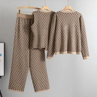 Knited 3 Piece Sets Elegant Women Long Sleeve Sweater Coat Single Breasted Knit Vest Trousers 2026 New - Image 3