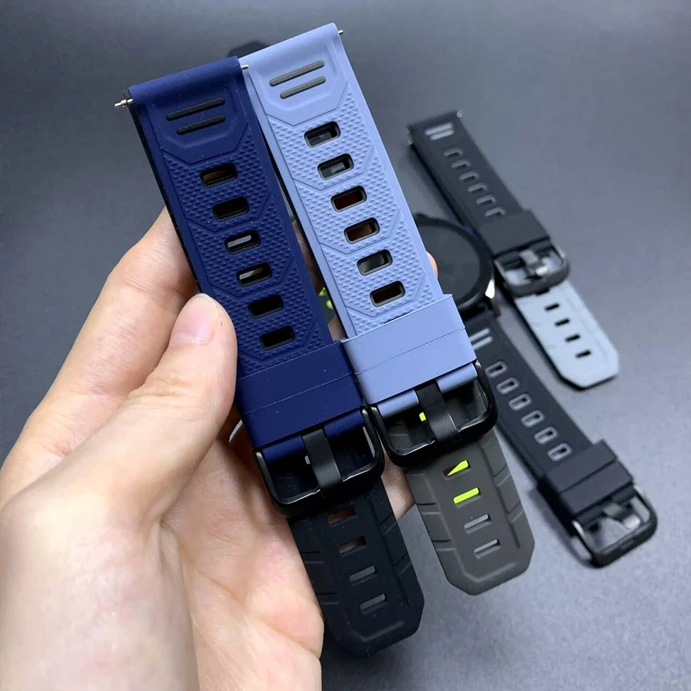 Two-Tone Silicone Smartwatch Strap, 22mm Adjustable Sports Bracelet