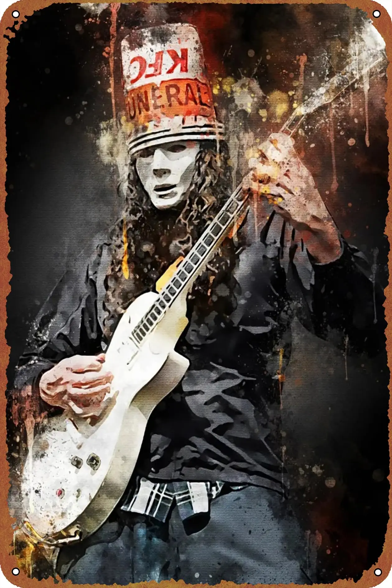 Легендарный гитарист буккетед, гитарист, металлический жестяной знак, Постер, винтажное искусство, Настенный декор 12x8 дюймов