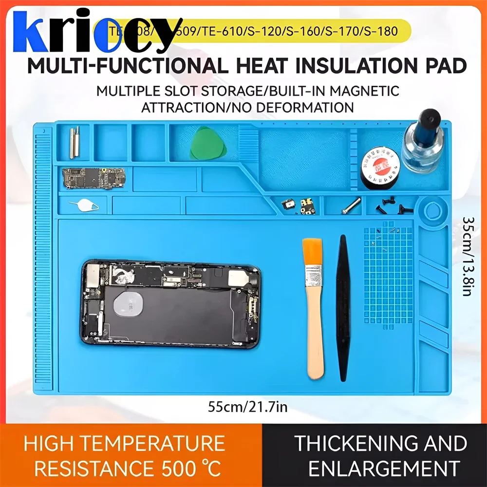Adsorption Soldering Mat Platform Magnetic Insulation Working Mat Heat-Resistant Blue BGA Soldering Station Silicone Repair Pad