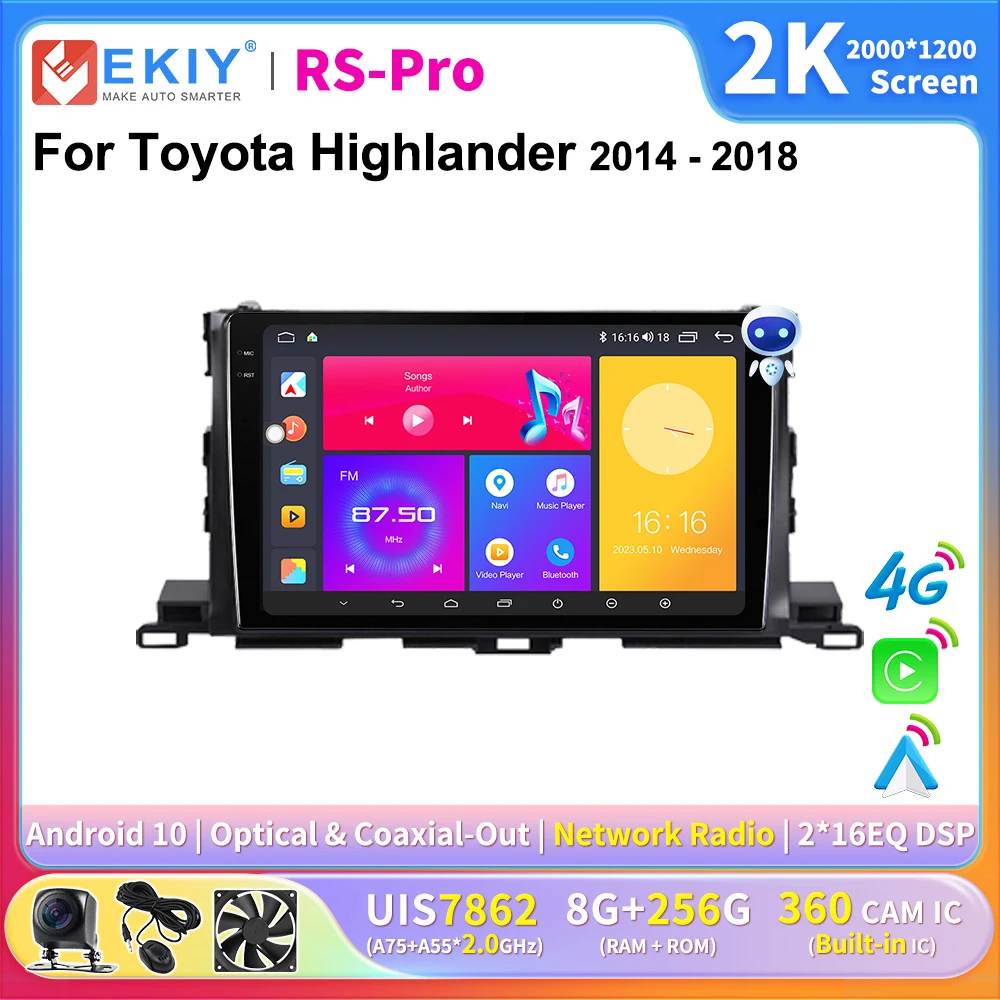 

Автомагнитола EKIY для Toyota Highlander 2014 -2018, 2 Din, 4G, GPS