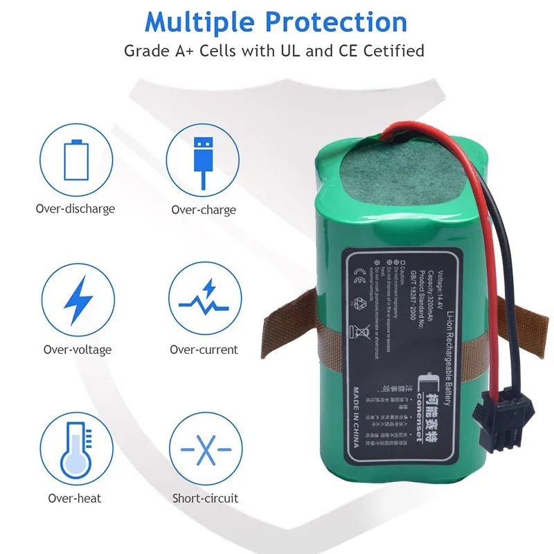 14.4V 3200mAh Replacement Battery For Proscenic 850T/P Robot Vacuum Cleaner  Accessories Parts