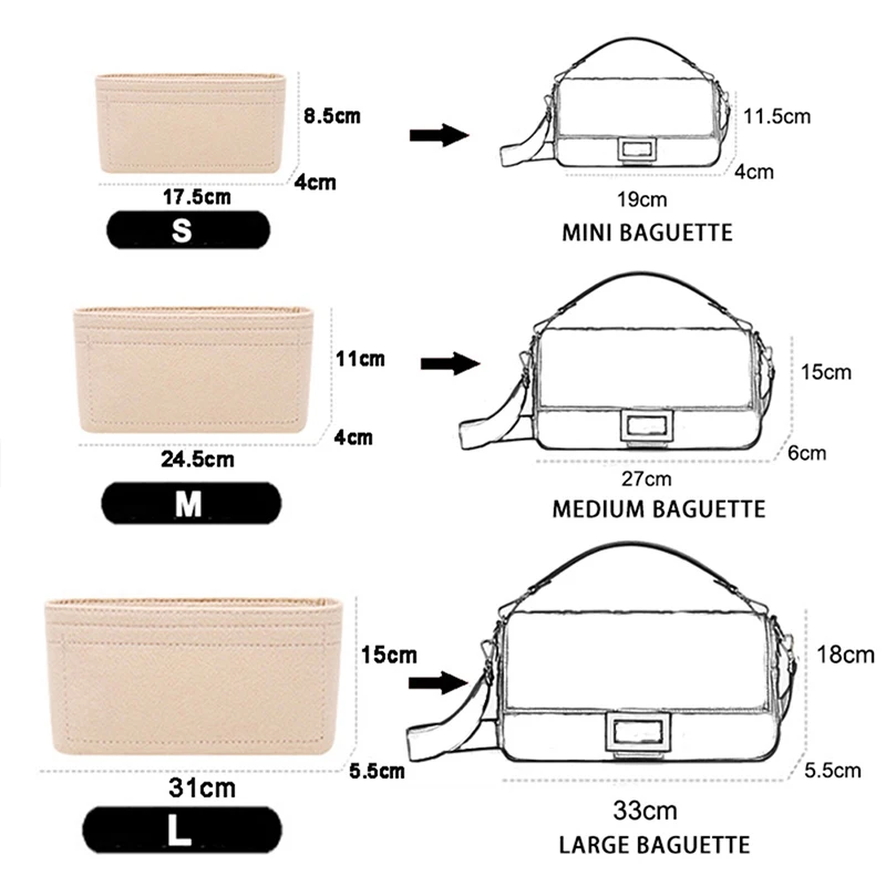 1PC Felt Insert Bag Organizer, Makeup Organizers, Liner Perfect for Brand Women's Handbags For And Cosmetic Bags 4