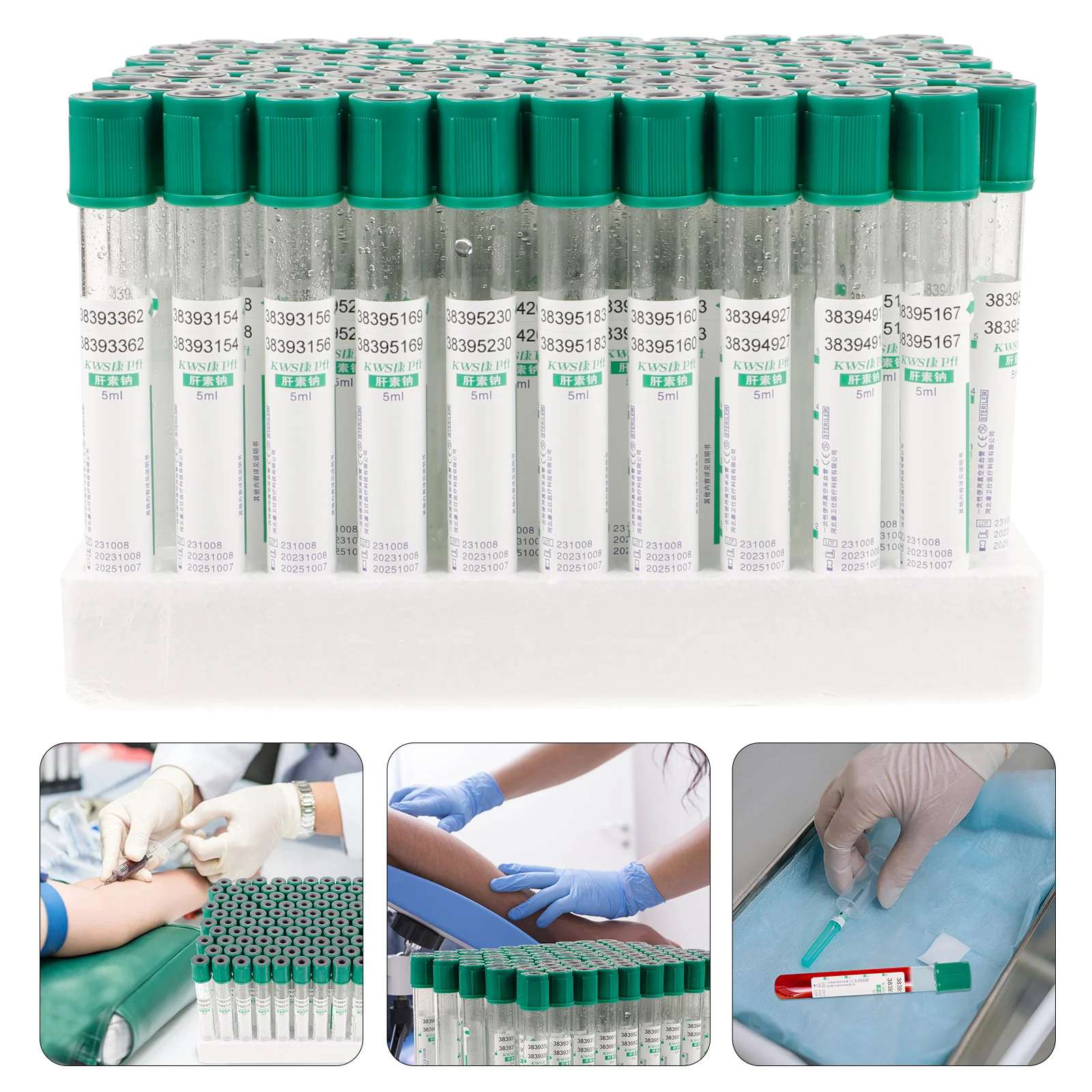 

100 шт. центрифужные трубки с полкой, вакуумная трубка для сбора крови, литиевая гепариновая трубка, одноразовая испытательная трубка (5 мл)