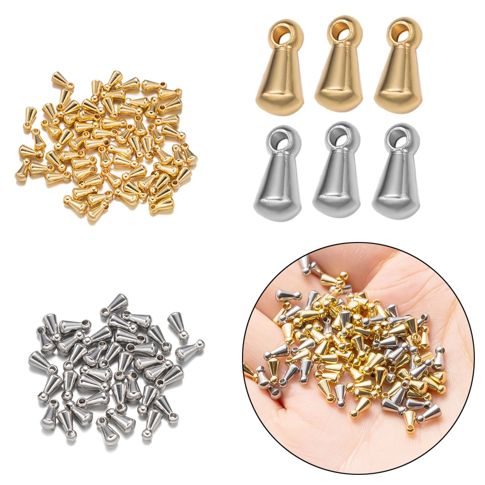 

20Pcs 3x6mm Stainless Steel Water Drops DIY Extension Tails Chain End Beads Connector Necklace Bracelet Jewelry Making Wholesale