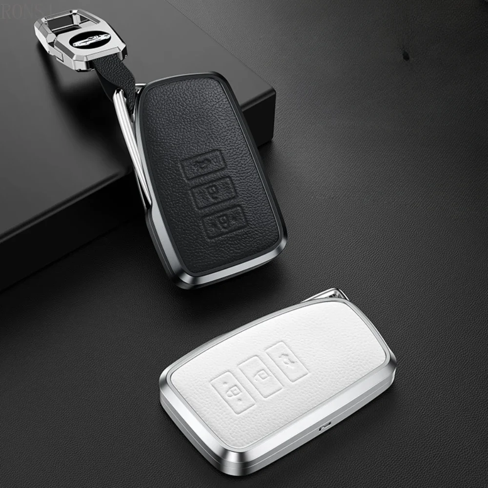 Premium Alloy Leather Car Key Case Cover - 3 Button Styling Accessory