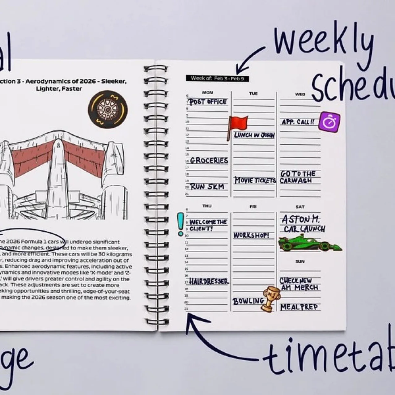 2025 Formula Planner & Calendar F1 Annual Planner Racing Twelve Month Planning Programme Record Calendar
