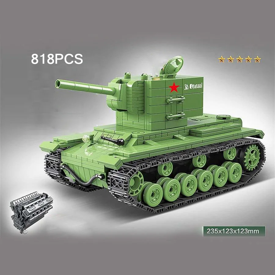 

WW2 Military Bricks Soviet Union KV-2 Heavy Tank Batisbrick Build Block Vehicle World War Army Force Figures Toys For Boys Gift