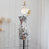 Luxury Silver Short Mini Cocktail Prom Dresses for Women Birthday Wedding Sparkly Sequin Evening Party Gowns 011 1