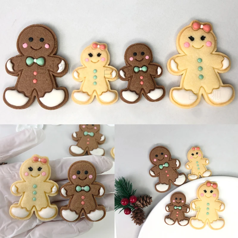 Christmas Party Cute Gingerbread Man Biscuit Mold New Year Family Parent Child Christmas Frosting Cookie Handmade Dessert Tools